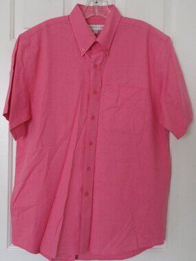 Cutter & Buck Mens S/S Pink Cotton Button-front Casual Shirt NWOT - Medium